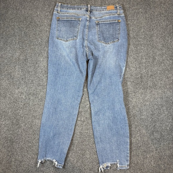 Judy Blue Jeans Womens 15/32 Blue Slim Fit Shark Bite Raw Hem Distressed JB88313 - Picture 4 of 11